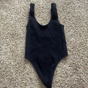 black ribbed bodysuit